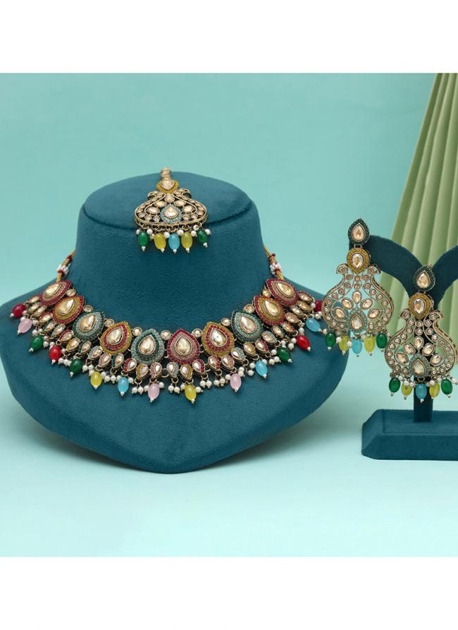   Party Wear  Multi Color Pakistani Kundan Necklace Set